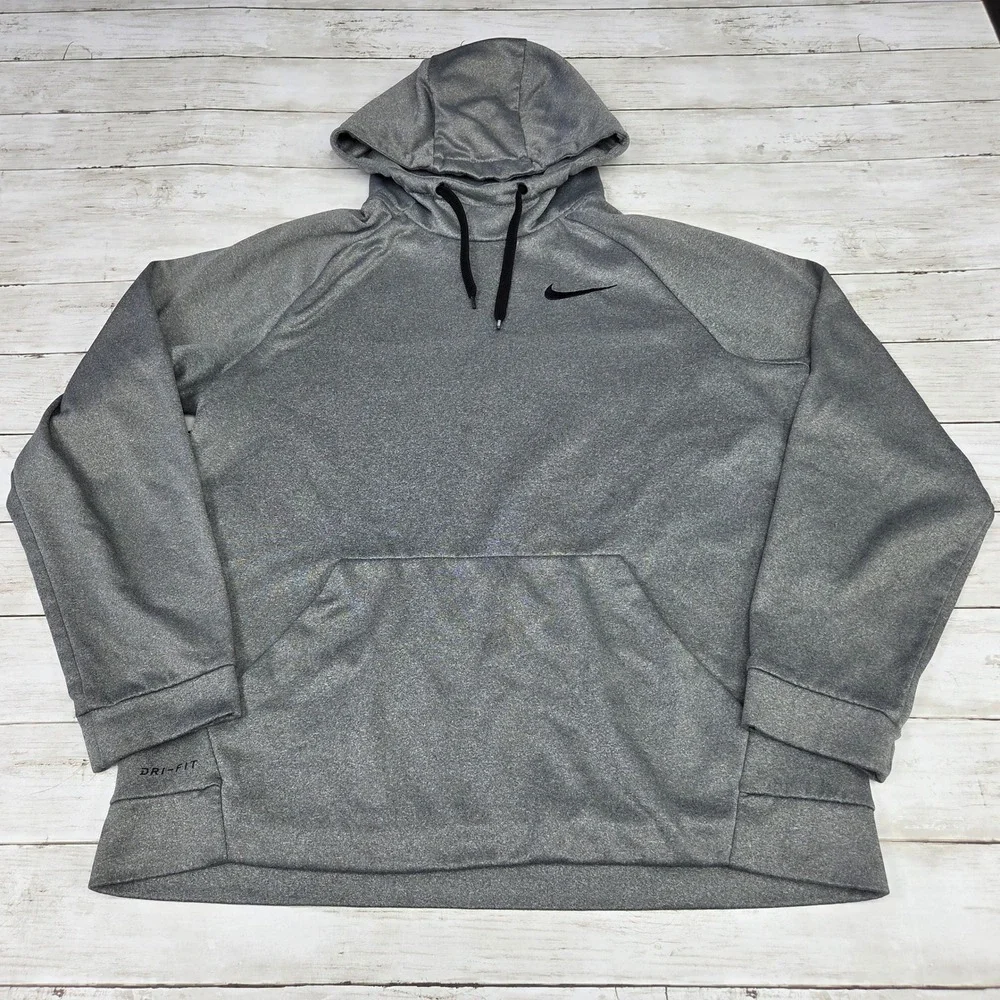 Nike Dri-FIT Therma Pullover Hoodie Men Large Gray 826671-091 Heathered Sport